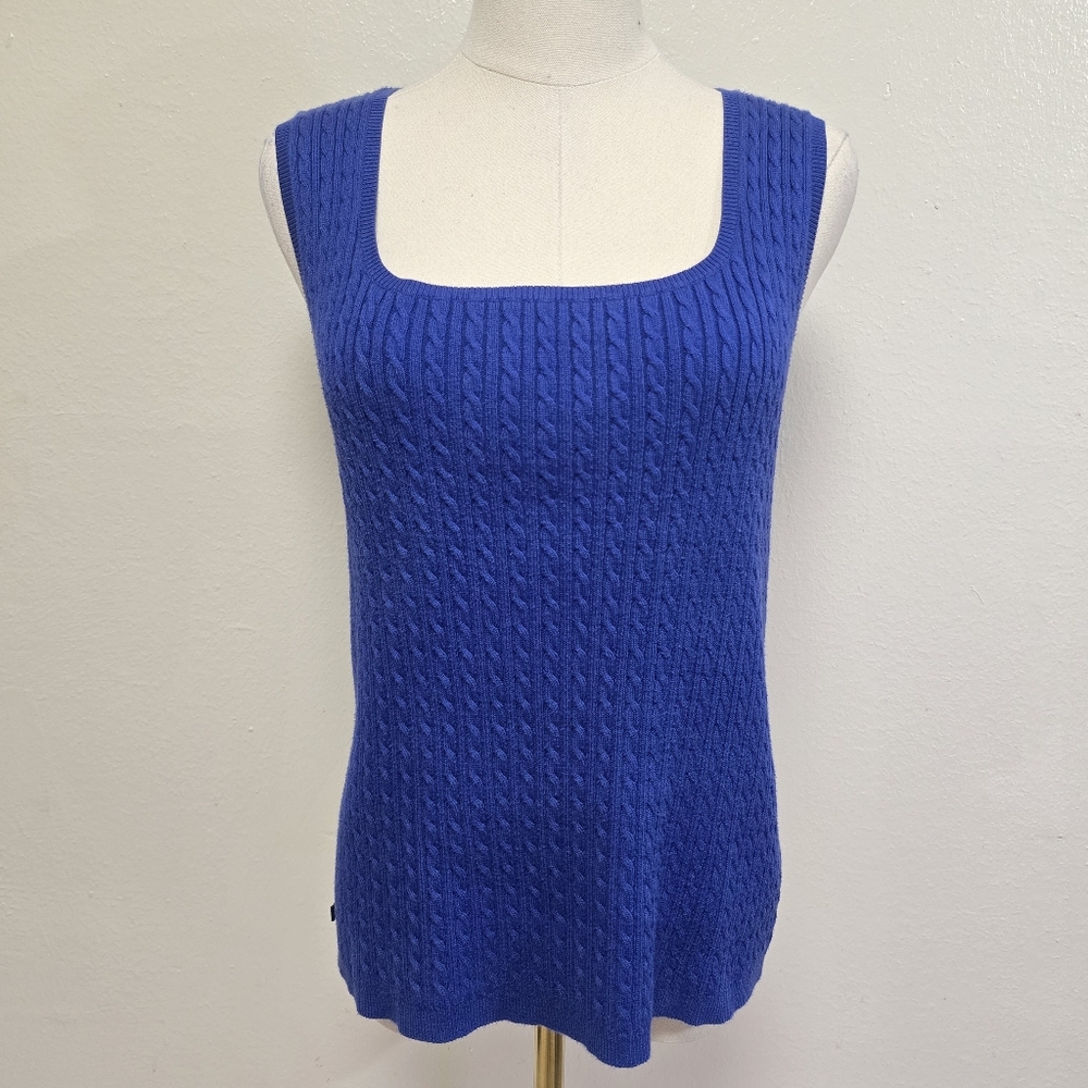 Lauren Ralph Lauren Vest Square Neck Cable Knit Size XL